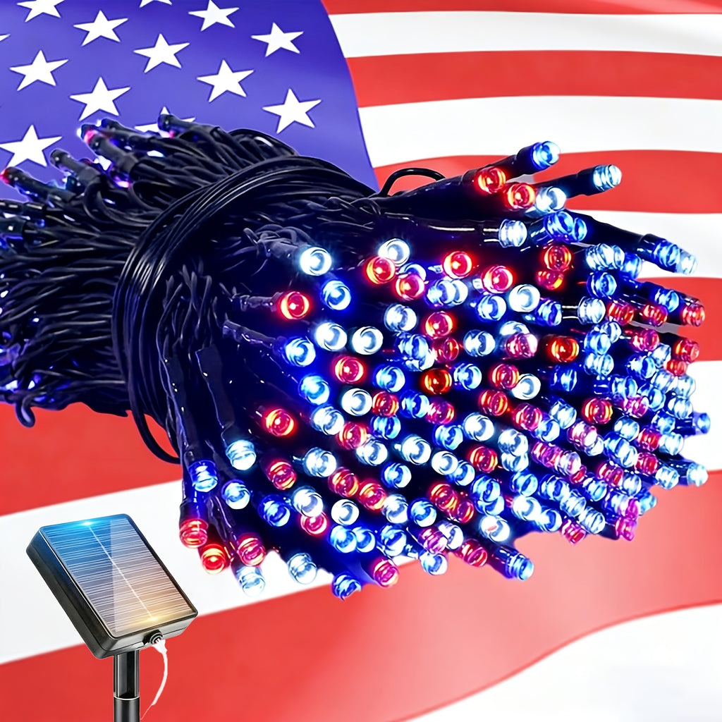 10m Solar String Lights, LED Fairy Lights for Independence Day Holiday Decorations, Decor for Bedrooms, Eaves and Balconies, Create Ambience for Starry Scenes, Courtyards, Gardens and Lawns, IP65