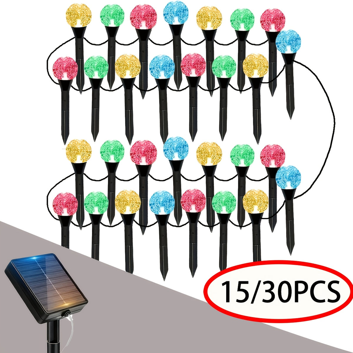 15/30/45 LED Solar Garden Flower Bed Stake Bubble Ball Lights, Foam Shaped Solar LED Garden Pathway Lights, Decorative Crystal Ball String Lights, Suitable for Courtyard, Camping, Party, Festival, Wedding, Ball and Birthday Decorations