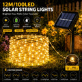 1 Pack Solar Powered Outdoor Copper Wire Fairy String Lights with 100 LEDs, suitable for Christmas, Halloween, Easter and other holiday decorations. Essential outdoor light strings for courtyard, garden and camping decor.