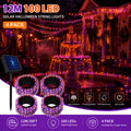 4 Packs Solar Halloween Decorative Lights, Orange and Purple Lights. Each pack of solar outdoor string lights (39FT-100LED) features 8 lighting flash modes. These waterproof lights are ideal for decorating your garden for Halloween,