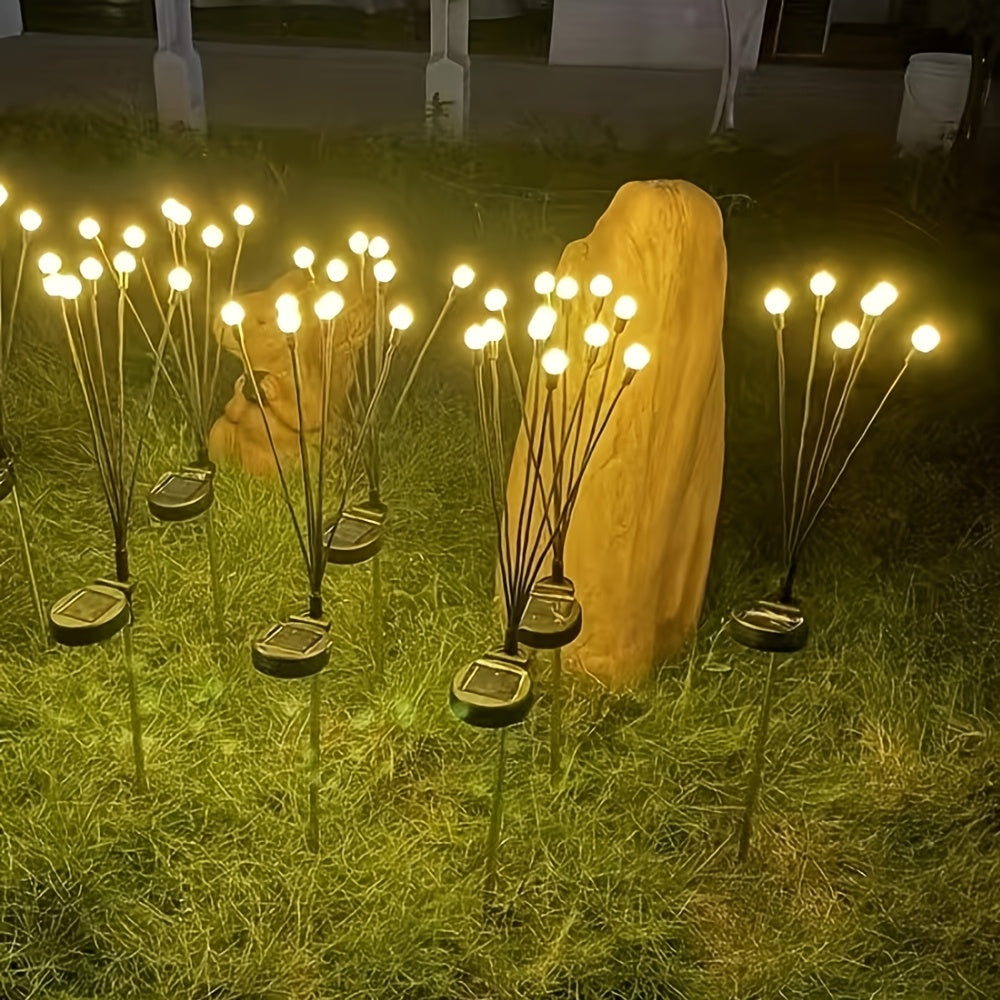 4PA Solar Garden Lights, 6LED Firefly Ground Lights, Outdoor Decorative LED Lights, Garden Decorative Ball Lights, Lighting for Holiday Parties, Christmas, Independence Day and Dances, add beautiful decorations to your garden, warm light 5 lumens