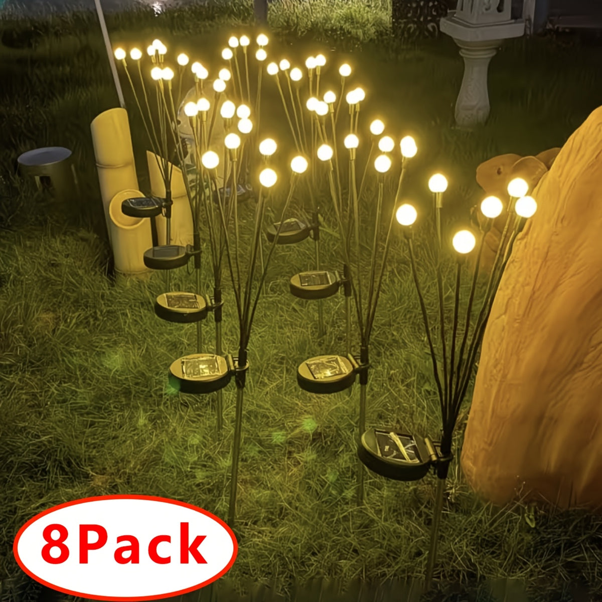 8-Pack Solar Lawn Firefly Lights - LED Windproof Firefly Stake Garden Decorative Lights - Suitable for Ramadan Event Venue Decorative Lighting