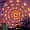Halloween Decorative Lights, Orange & Purple Lights, Orange Net Lights Halloween Spider Web Lights - 4ft Diameter with 70 LEDs, Indoor Decor Lights, 8-Mode Spider Web Halloween Decor (3 AA Batteries Not Included; Spider Doll Not Included)
