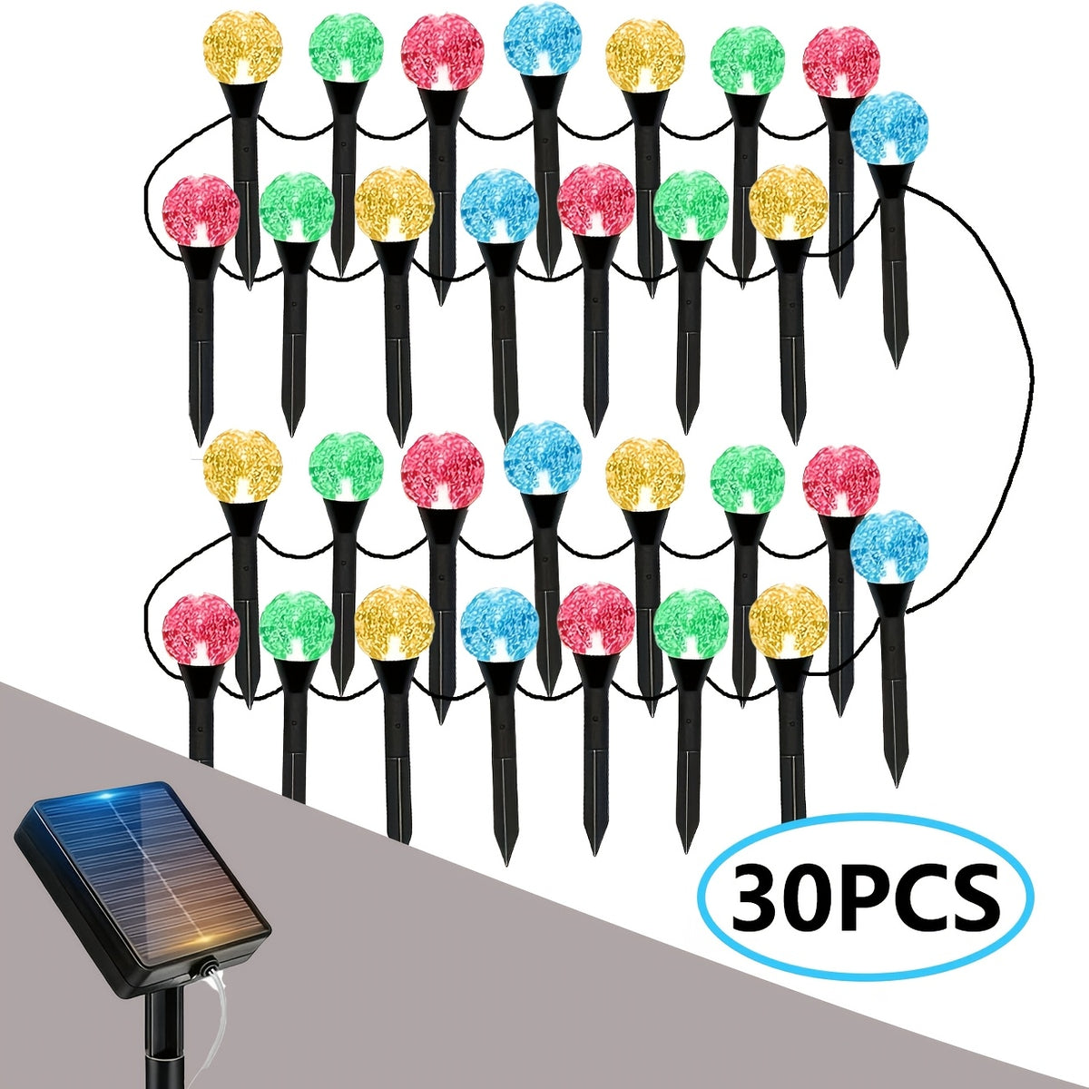 15/30/45 LED Solar Garden Flower Bed Stake Bubble Ball Lights, Foam Shaped Solar LED Garden Pathway Lights, Decorative Crystal Ball String Lights, Suitable for Courtyard, Camping, Party, Festival, Wedding, Ball and Birthday Decorations