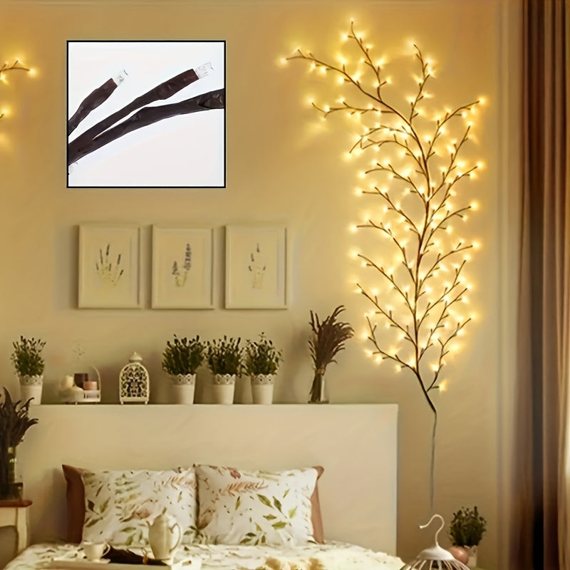 1 piece, 96 LED Willow Vine Lights, 1.8M/5.9ft, indoor decoration, 8 lighting modes fairy lights, USB-powered DIY holiday vine lights for home, wall, staircase and birthday decor