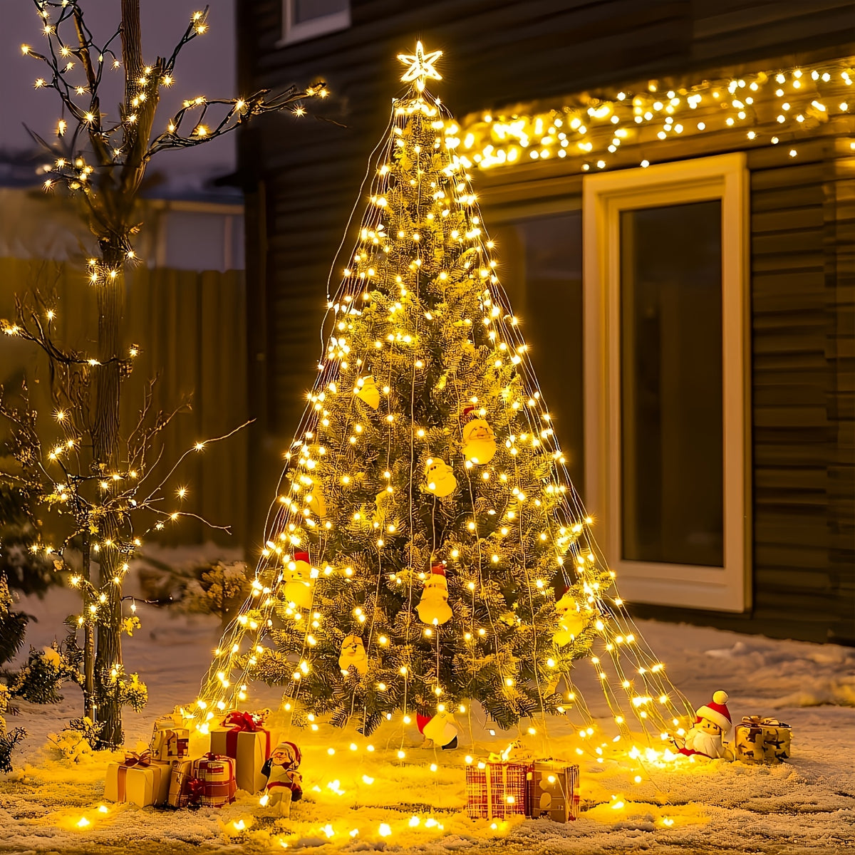 2 Pa Solar Fairy Copper Wire Lights with 100/200/300 high-brightness LED beads, solar-powered, 12 lighting modes. Outdoor fairy string lights suitable for decorations in gardens, yards, fences, camping, parties, birthdays and Christmas.