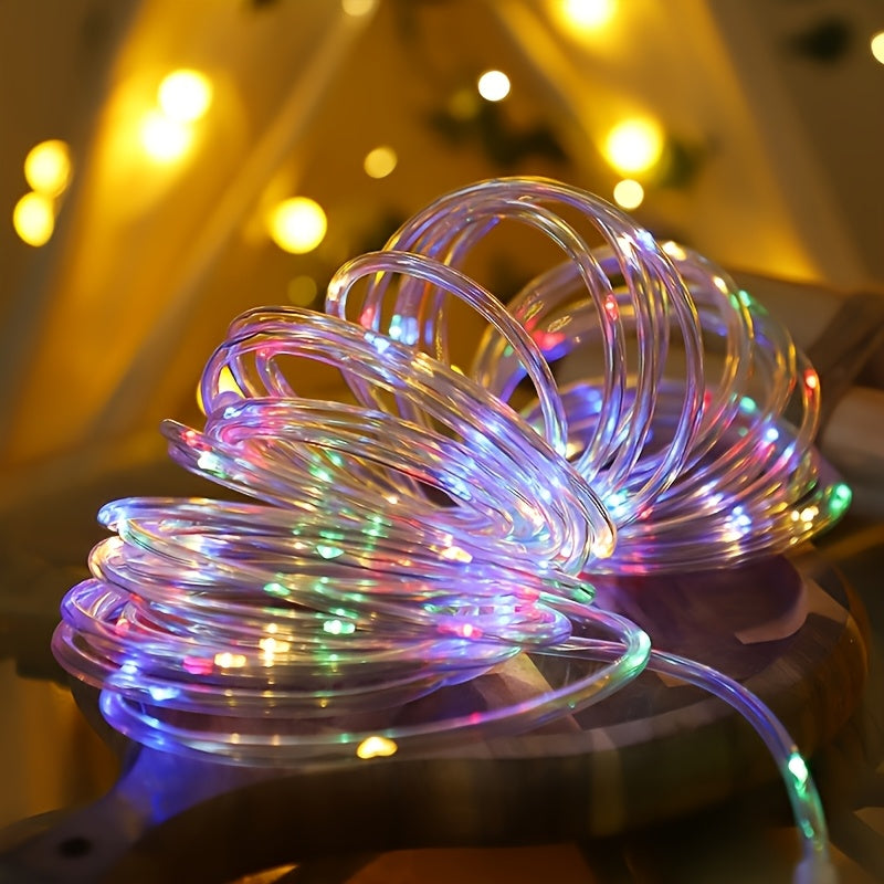 Solar Outdoor Waterproof Light Strip, Summer Garden Decoration, Tree Lights, Multiple Colors, Mother's Day & Christmas Holiday Decorations, 10 Meters 100 LEDs, IP65 Outdoor Waterproof, Charges During the Day and Automatically Lights Up at Night,