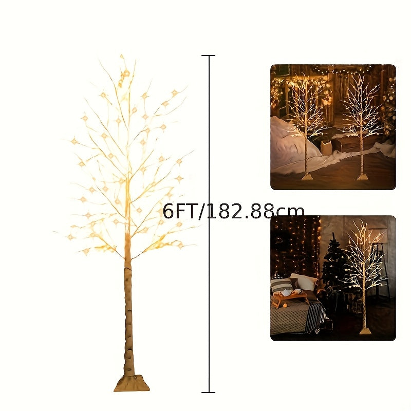 6ft (70.87in) LED Artificial White Birch Tree, USB Powered Warm White Light - Perfect Valentine's Day Decor Gift, Indoor String Lights for Home, Office and Living Room, Ideal for Seasonal Weddings, Halloween, Thanksgiving and Christmas
