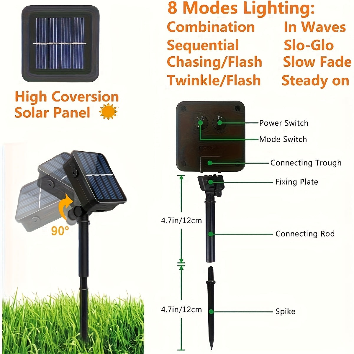 Solar Halloween Decorative Lights - 100 LED 39 Feet Outdoor String Lights with Remote Control and 8 Lighting Modes, IP65 Waterproof, Ideal for Parties, Gardens, Yards, Christmas Trees, Landscape Lighting, Holiday Displays and Festival Illumination