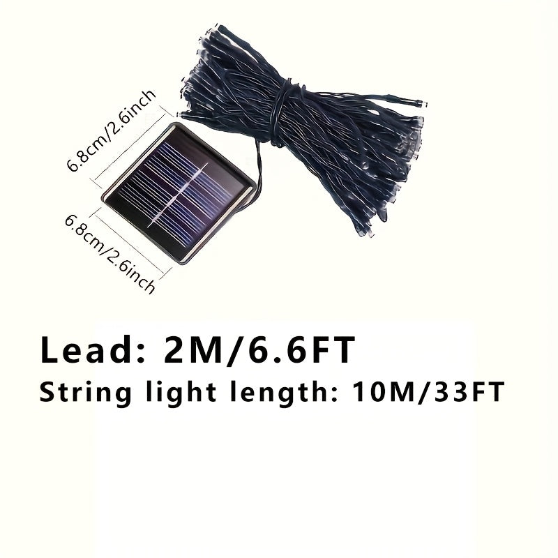 Upgraded Outdoor Solar String Lights, 2 Pack (10M/33FT-100LED per pack) with 8 Modes, IP65 Waterproof Outdoor Solar Twinkling Lights, Cold White Light for Garden, Tree, Party and Christmas Decorations