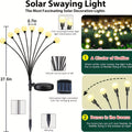 Solar Outdoor Ground Plug Lights, 4 Pack × 8 LED Solar Firefly Lawn Lights, 12-Mode Warm White Courtyard Fairy Lights, swaying with the wind, light sensor equipped, with ground spike fittings, suitable for outdoor courtyard decoration, festivals