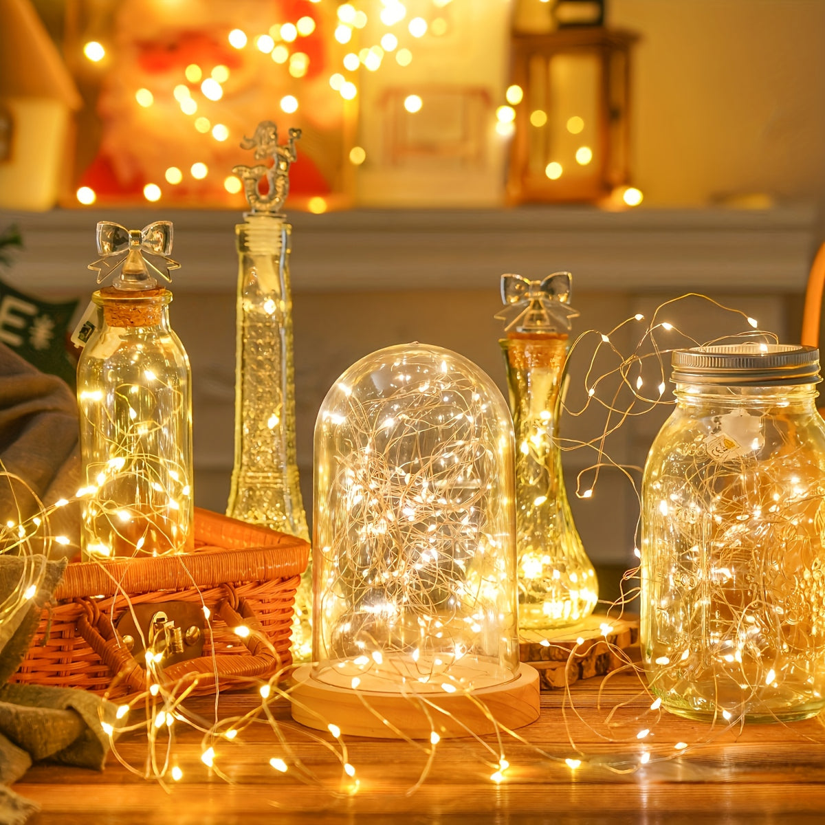 100 Packs Battery Operated Fairy Lights - 6.56 Ft 20 LED Silver Wire Warm White, for Weddings, Parties, Table Decorations, DIY Crafts, Valentine's Day, Mason Jar Decorations (Not Waterproof)