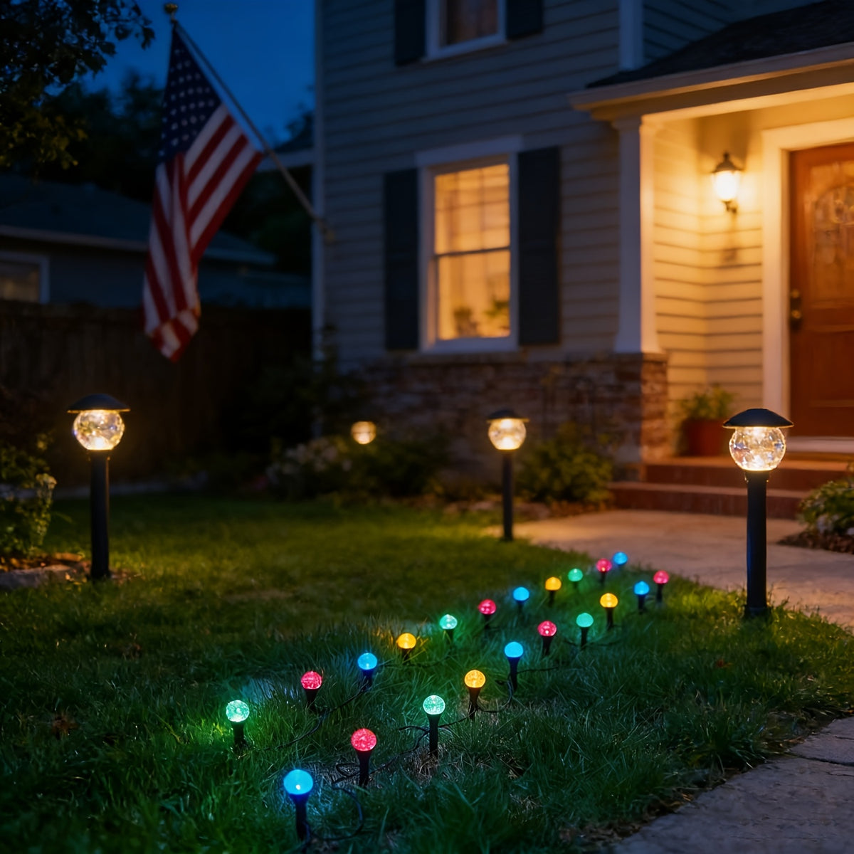 15/30/45 LED Solar Garden Flower Bed Stake Bubble Ball Lights, Foam Shaped Solar LED Garden Pathway Lights, Decorative Crystal Ball String Lights, Suitable for Courtyard, Camping, Party, Festival, Wedding, Ball and Birthday Decorations