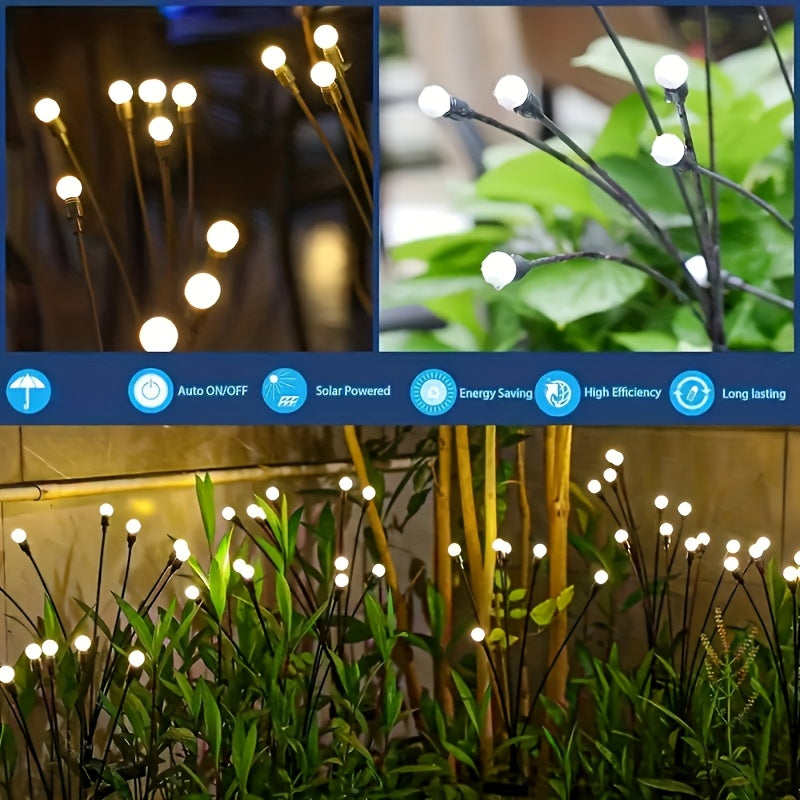 4PA Solar Garden Lights, 6LED Firefly Ground Lights, Outdoor Decorative LED Lights, Garden Decorative Ball Lights, Lighting for Holiday Parties, Christmas, Independence Day and Dances, add beautiful decorations to your garden, warm light 5 lumens