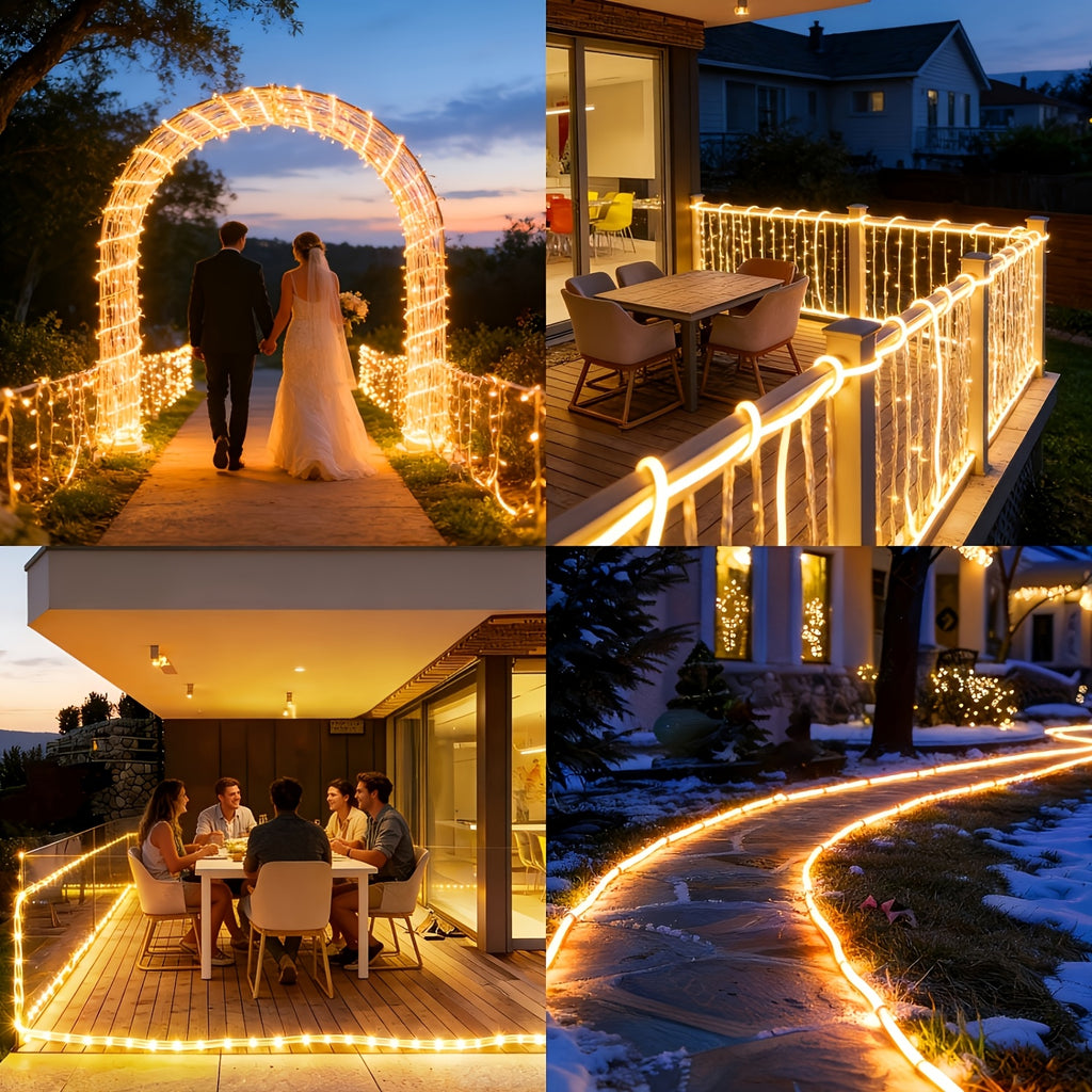 Outdoor Solar Garden String Lights with 100 LED Bulbs, 39 Feet Long, 800mAh Battery, IP44 Protection Rating, Extra-Long Dreamy Light String. 8 Lighting Modes for Worry-Free Use. Ideal for Decorating Your Yard, Porch, Trees and Patio.