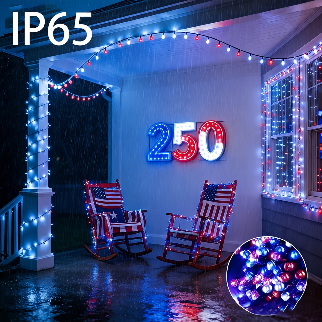 10m Solar String Lights, LED Fairy Lights for Independence Day Holiday Decorations, Decor for Bedrooms, Eaves and Balconies, Create Ambience for Starry Scenes, Courtyards, Gardens and Lawns, IP65