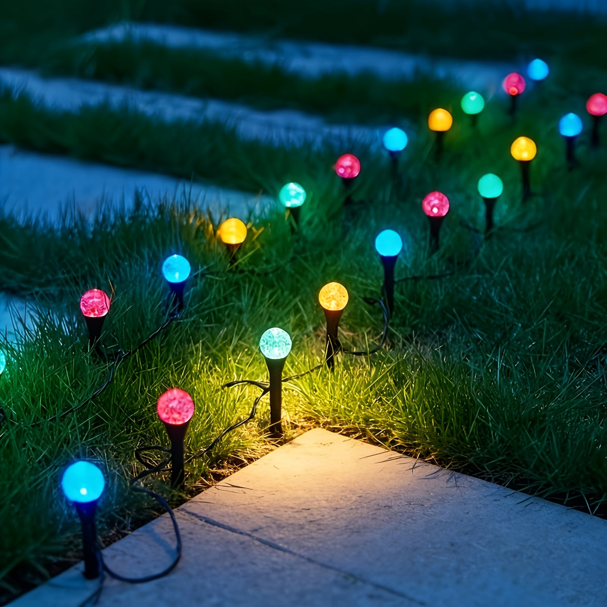 15/30/45 LED Solar Garden Flower Bed Stake Bubble Ball Lights, Foam Shaped Solar LED Garden Pathway Lights, Decorative Crystal Ball String Lights, Suitable for Courtyard, Camping, Party, Festival, Wedding, Ball and Birthday Decorations