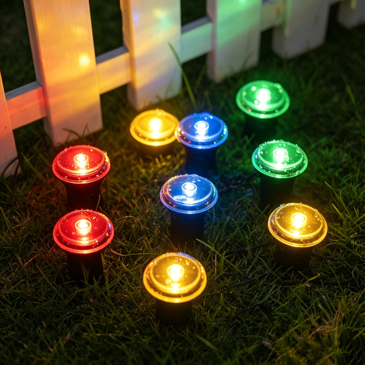 30 Solar Path Lights, Garden Decor Lights, Outdoor Ground Lamps, Landscape Lighting Decorations with 8 switchable modes, solar powered, IP44 waterproof. Ideal for lawns, camping, parties, dances, weddings and Christmas decorations.