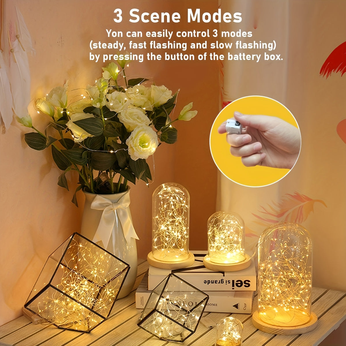 100 Packs Battery Operated Fairy Lights - 6.56 Ft 20 LED Silver Wire Warm White, for Weddings, Parties, Table Decorations, DIY Crafts, Valentine's Day, Mason Jar Decorations (Not Waterproof)