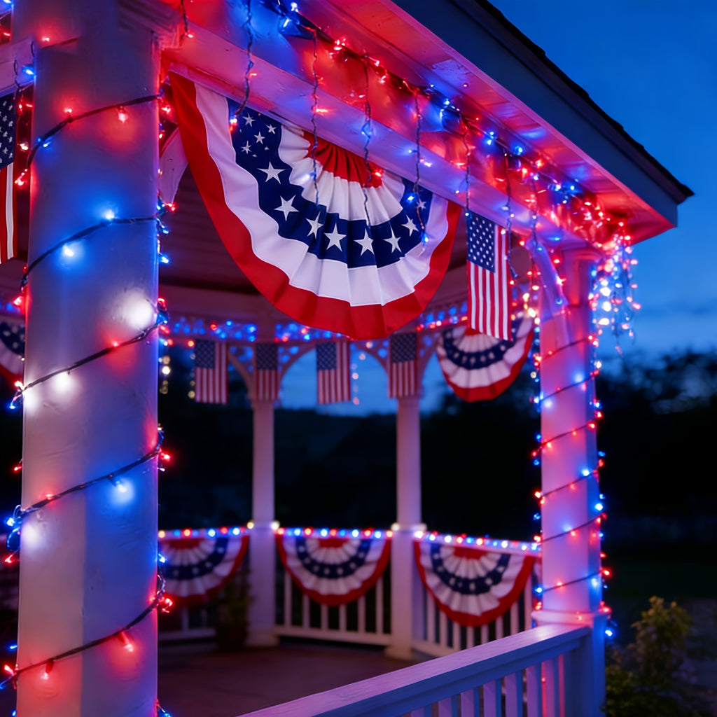 10m Solar String Lights, LED Fairy Lights for Independence Day Holiday Decorations, Decor for Bedrooms, Eaves and Balconies, Create Ambience for Starry Scenes, Courtyards, Gardens and Lawns, IP65
