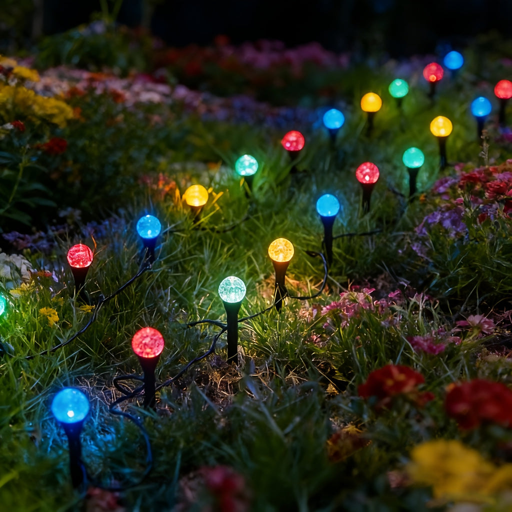 15/30/45 LED Solar Garden Flower Bed Stake Bubble Ball Lights, Foam Shaped Solar LED Garden Pathway Lights, Decorative Crystal Ball String Lights, Suitable for Courtyard, Camping, Party, Festival, Wedding, Ball and Birthday Decorations