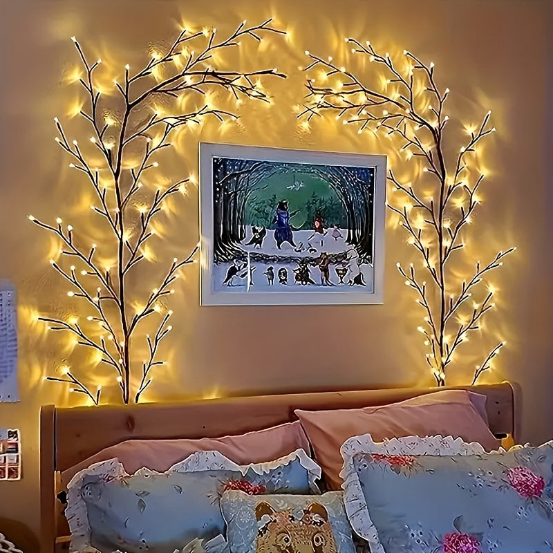 1 Piece Artificial Plant Branch Light for Indoor Wall Decor, 96 LED Weeping Willow Wall Lamp, Aesthetic Decoration for Bedroom and Living Room, Gift for Halloween and Christmas