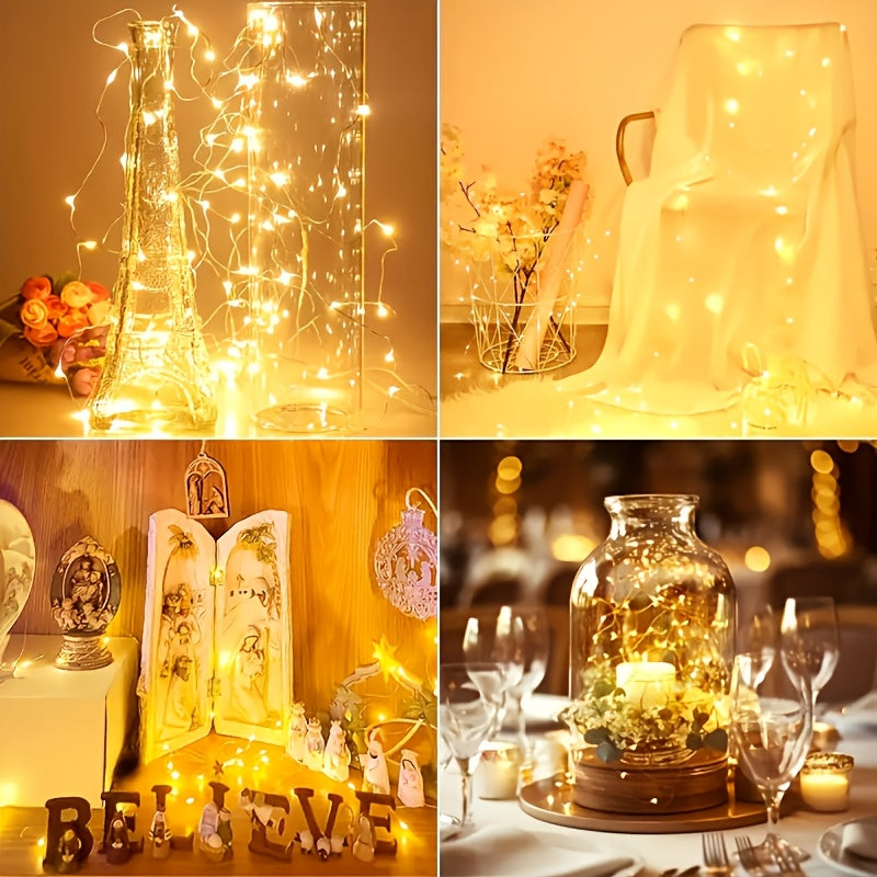 100 Packs Battery Operated Fairy Lights - 6.56 Ft 20 LED Silver Wire Warm White, for Weddings, Parties, Table Decorations, DIY Crafts, Valentine's Day, Mason Jar Decorations (Not Waterproof)