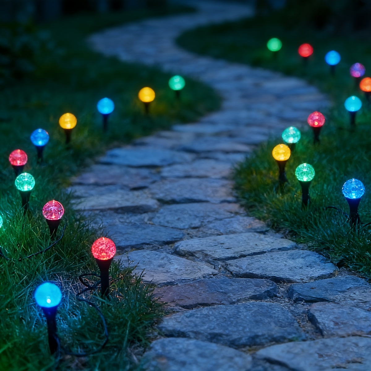 15/30/45 LED Solar Garden Flower Bed Stake Bubble Ball Lights, Foam Shaped Solar LED Garden Pathway Lights, Decorative Crystal Ball String Lights, Suitable for Courtyard, Camping, Party, Festival, Wedding, Ball and Birthday Decorations