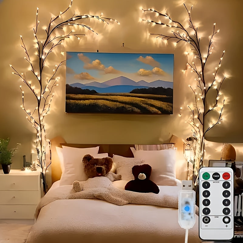 1 Piece Artificial Plant Branch Light for Indoor Wall Decor, 96 LED Weeping Willow Wall Lamp, Aesthetic Decoration for Bedroom and Living Room, Gift for Halloween and Christmas