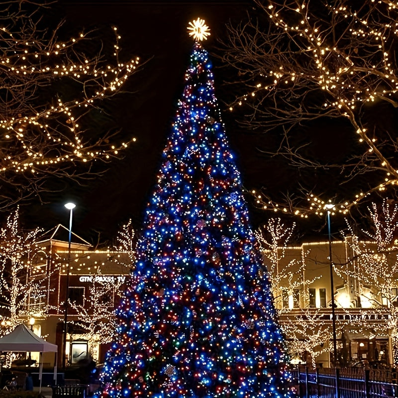 Outdoor Solar LED String Lights, 1 pack with 280 LEDs over 98 feet, IP65 splash-proof. The twinkling light string is ideal for decorating gardens, patios, Christmas, Valentine's Day, festivals, offices and bedrooms, equipped with a large 1200mAh battery.