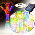 1 Pack 100 LED Outdoor Fairy Light String, 33 Feet Solar Powered Clear Hose Light String, IP65F Waterproof Twinkling Garden Decor Rope Lights with 12 Flashing Modes, Auto On at Dusk, Decorate Your Yard, Trees, Fences,