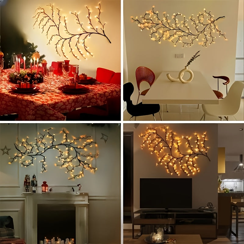 1 piece, 96 LED Willow Vine Lights, 1.8M/5.9ft, indoor decoration, 8 lighting modes fairy lights, USB-powered DIY holiday vine lights for home, wall, staircase and birthday decor