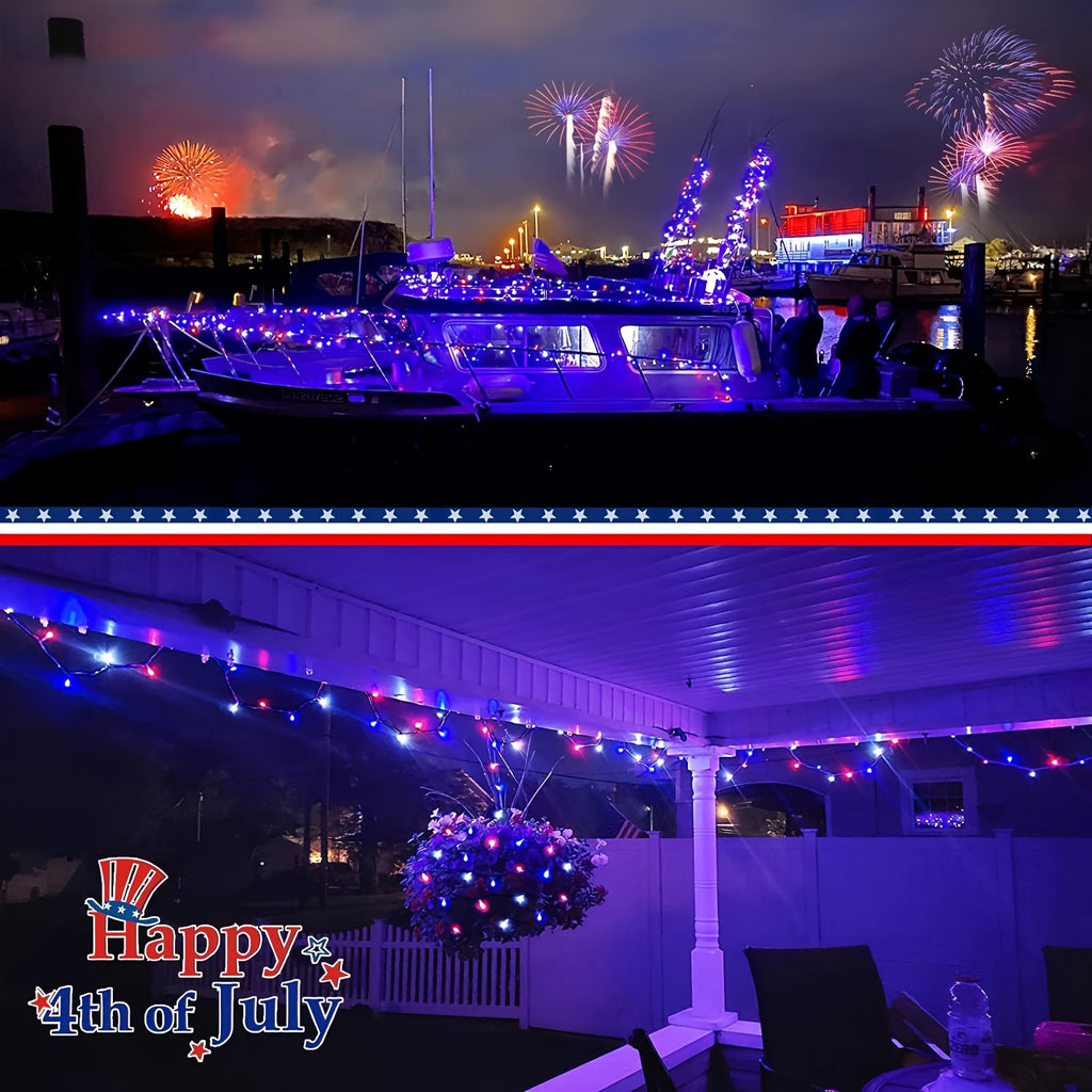 10m Solar String Lights, LED Fairy Lights for Independence Day Holiday Decorations, Decor for Bedrooms, Eaves and Balconies, Create Ambience for Starry Scenes, Courtyards, Gardens and Lawns, IP65