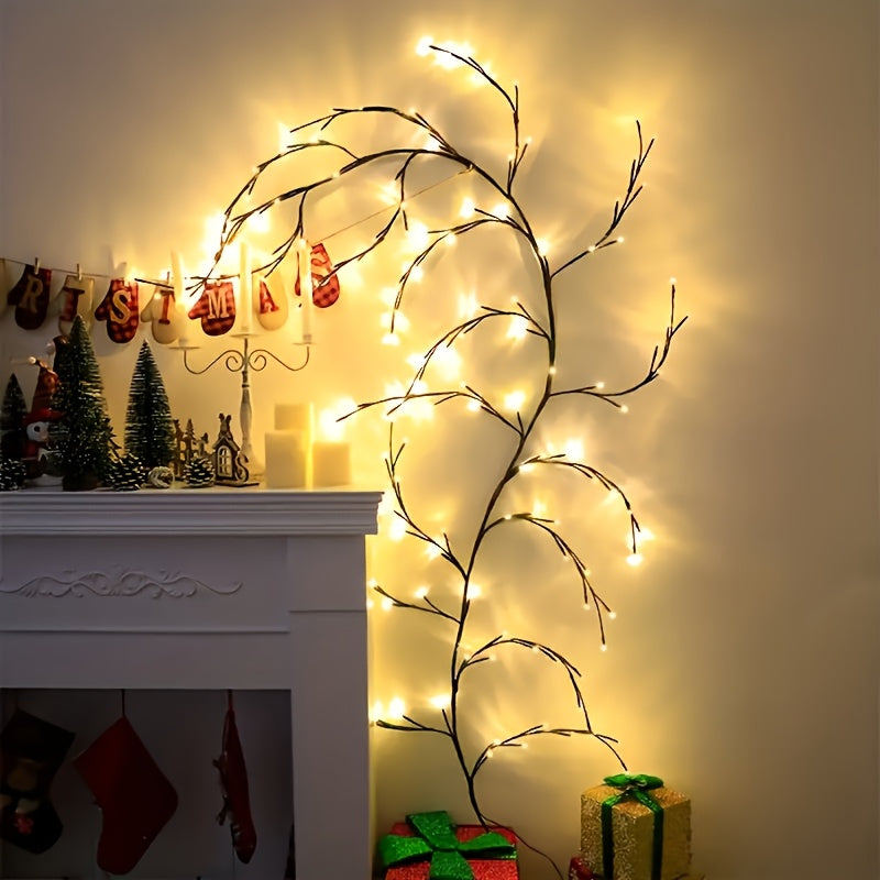 1 Piece Artificial Plant Branch Light for Indoor Wall Decor, 96 LED Weeping Willow Wall Lamp, Aesthetic Decoration for Bedroom and Living Room, Gift for Halloween and Christmas