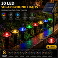 30 Solar Path Lights, Garden Decor Lights, Outdoor Ground Lamps, Landscape Lighting Decorations with 8 switchable modes, solar powered, IP44 waterproof. Ideal for lawns, camping, parties, dances, weddings and Christmas decorations.