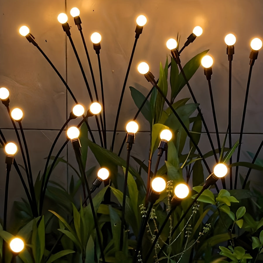 4PA Solar Garden Lights, 6LED Firefly Ground Lights, Outdoor Decorative LED Lights, Garden Decorative Ball Lights, Lighting for Holiday Parties, Christmas, Independence Day and Dances, add beautiful decorations to your garden, warm light 5 lumens