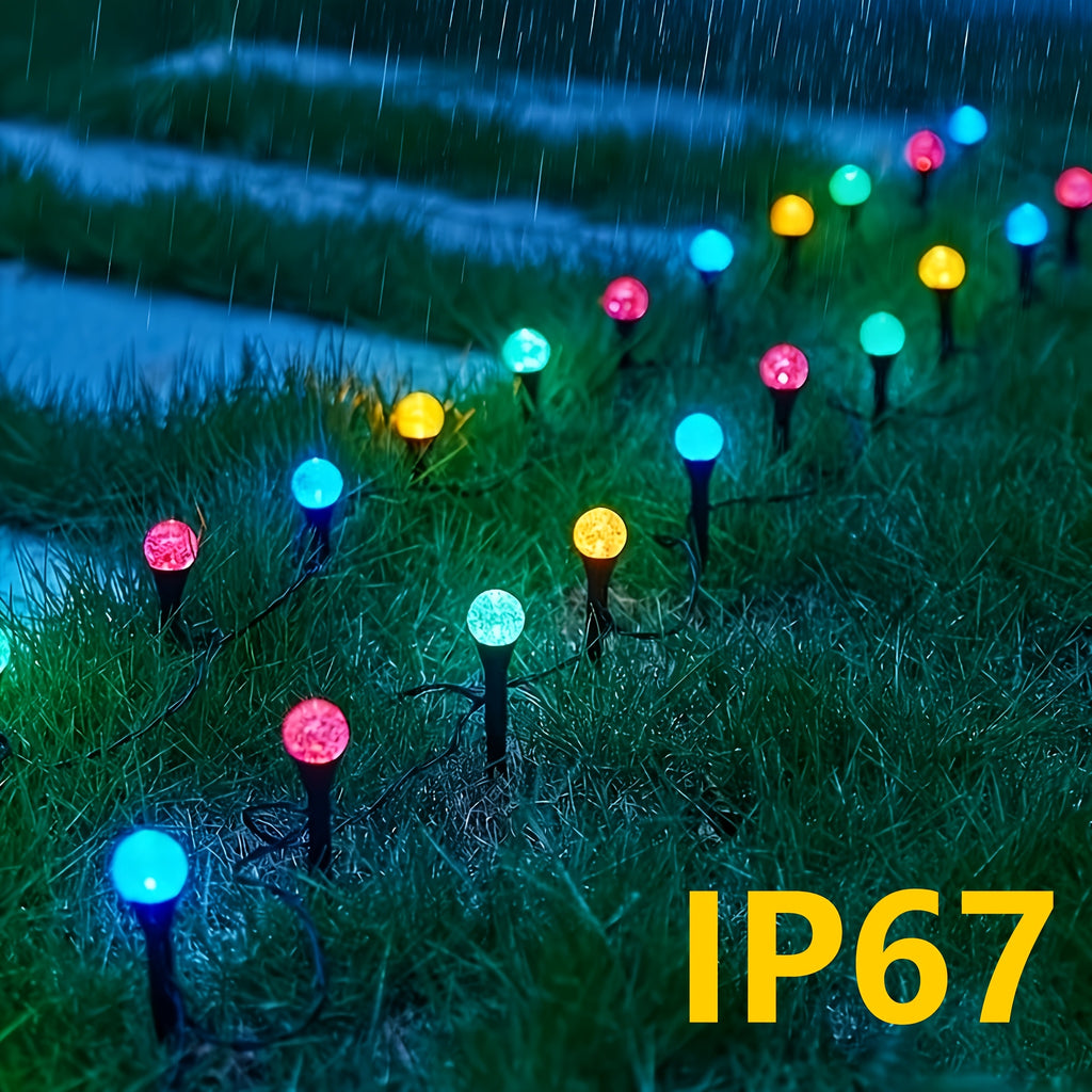 15/30/45 LED Solar Garden Flower Bed Stake Bubble Ball Lights, Foam Shaped Solar LED Garden Pathway Lights, Decorative Crystal Ball String Lights, Suitable for Courtyard, Camping, Party, Festival, Wedding, Ball and Birthday Decorations