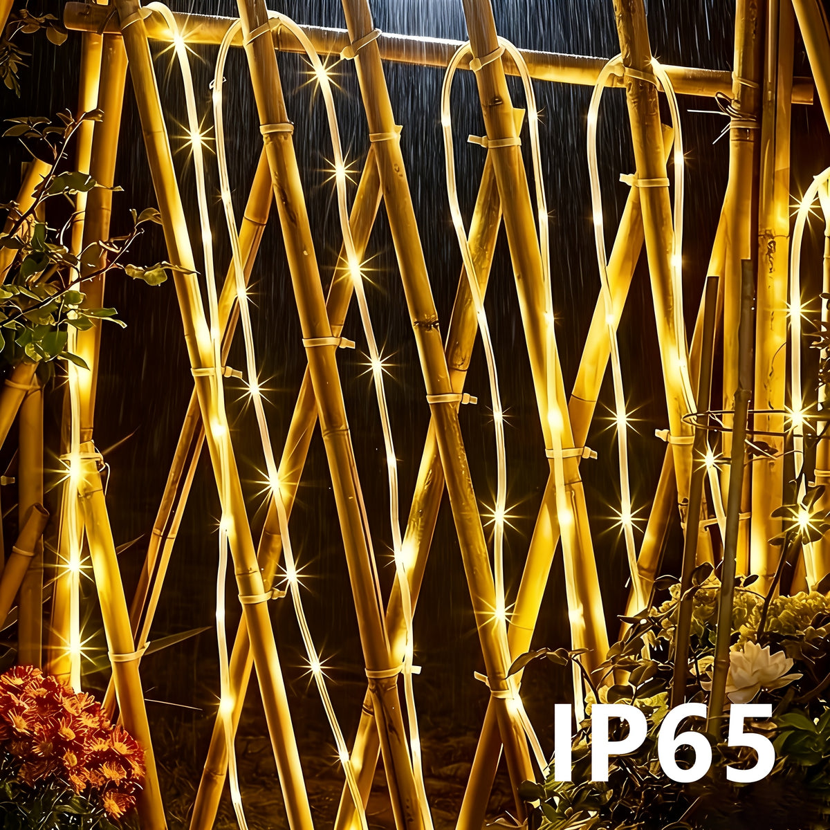1 Pack 100 LED Outdoor Fairy Light String, 33 Feet Solar Powered Clear Hose Light String, IP65F Waterproof Twinkling Garden Decor Rope Lights with 12 Flashing Modes, Auto On at Dusk, Decorate Your Yard, Trees, Fences,