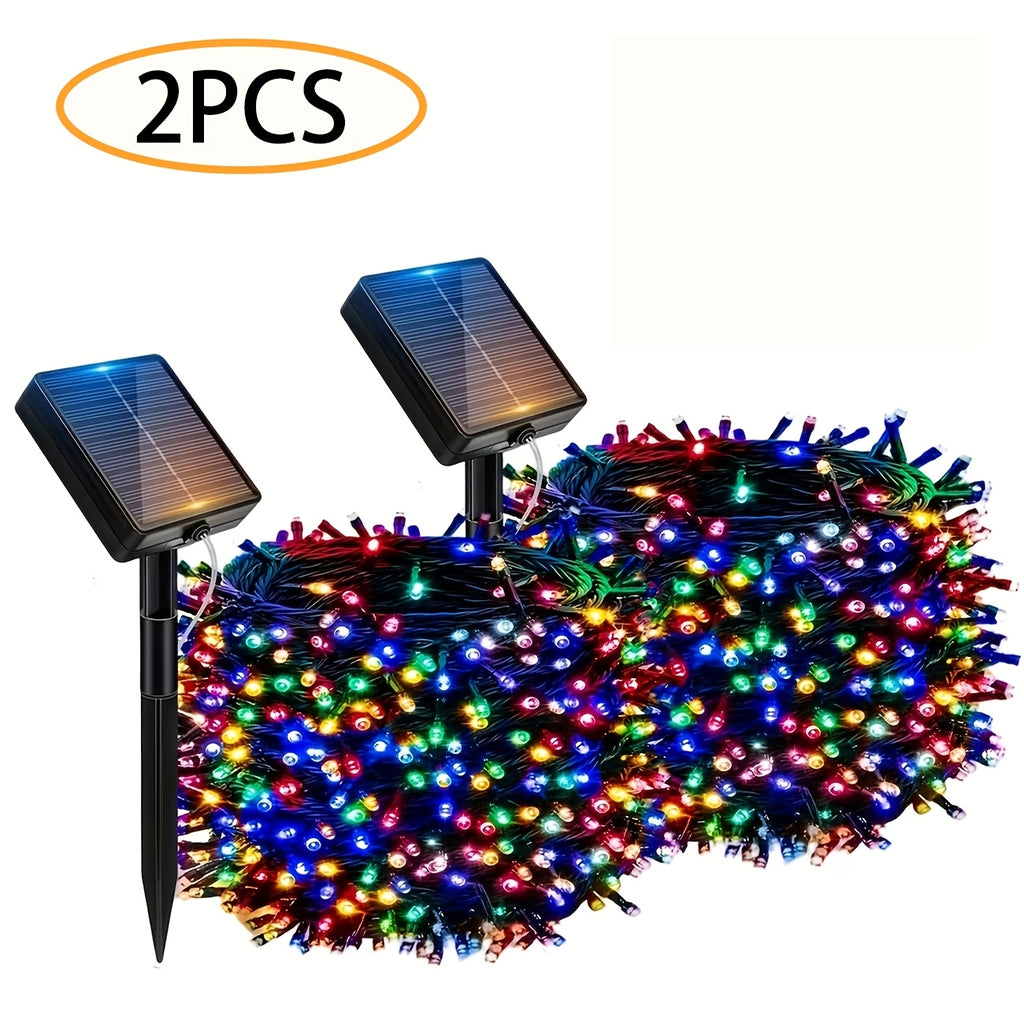 2 Packs 10m Solar Light Strings, LED Light Strings for Independence Day Holiday Decorations, Fairy Lights for Decorating Bedrooms, Eaves and Balconies, Create Atmosphere for Starry Sky Scenes, Courtyards, Gardens and Lawns, IP65