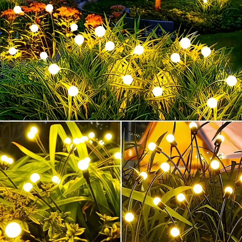 4PA Solar Garden Lights, 6LED Firefly Ground Lights, Outdoor Decorative LED Lights, Garden Decorative Ball Lights, Lighting for Holiday Parties, Christmas, Independence Day and Dances, add beautiful decorations to your garden, warm light 5 lumens