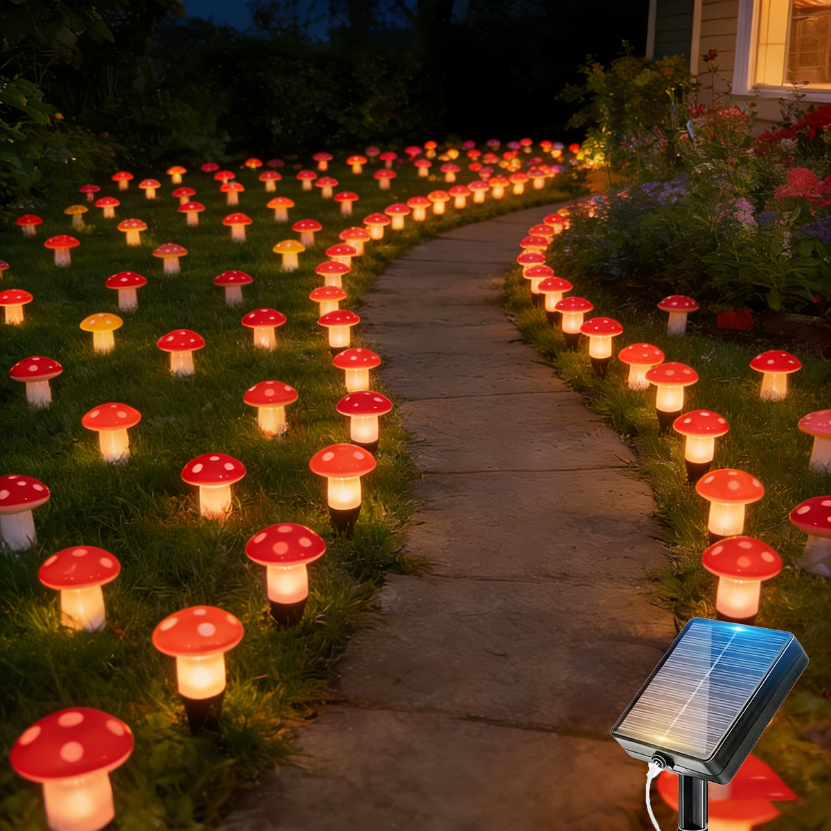 Solar Mushroom Lights, Mini Thumb-sized Mushrooms (15 mushrooms per set), Solar Outdoor Lights, Lawn Lights, Warm Light for Summer Courtyard Decoration, IP44 Waterproof, Decorations for Independence Day/Christmas Parties and Events