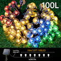 Solar String Lights, 39ft/22ft/16ft, with 12 lighting modes and 100/50/20 LED bubble balls, modern style, plastic material, switch controlled, suitable for gardens, Christmas, weddings, birthdays, holiday themed decorations, Independence Day light strings