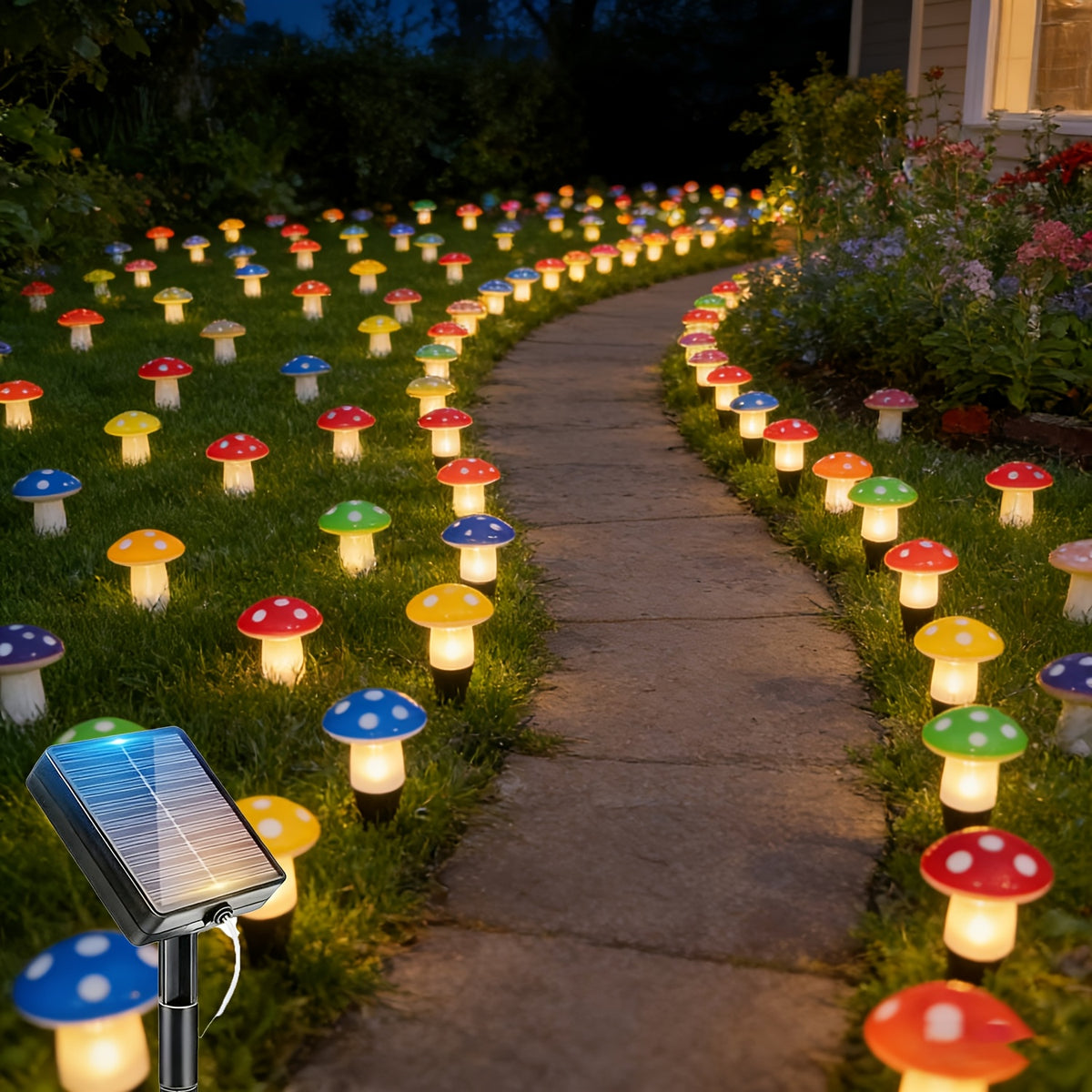 Solar Mushroom Lights, Mini Thumb-sized Mushrooms (15 mushrooms per set), Solar Outdoor Lights, Lawn Lights, Warm Light for Summer Courtyard Decoration, IP44 Waterproof, Decorations for Independence Day/Christmas Parties and Events