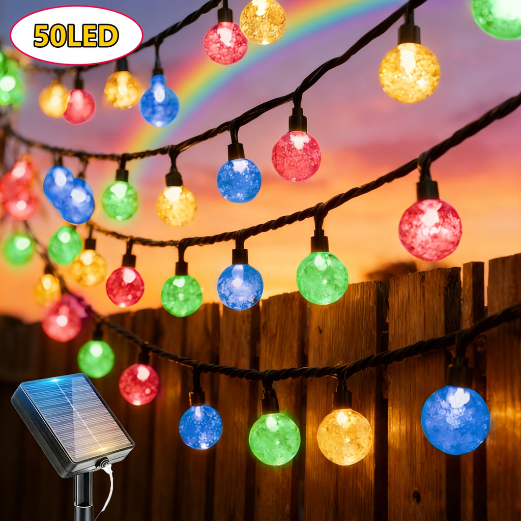 100/50/20 LED Outdoor Solar String Lights, 8 Modes Fairy String Lights, Light Sensor On/Off, Approximately 85 Lumens, IP68 Waterproof, Decorative Lighting for Festivals, Suitable for Weddings, Parties, Yards, Gardens, Camping, Cafés and Balls