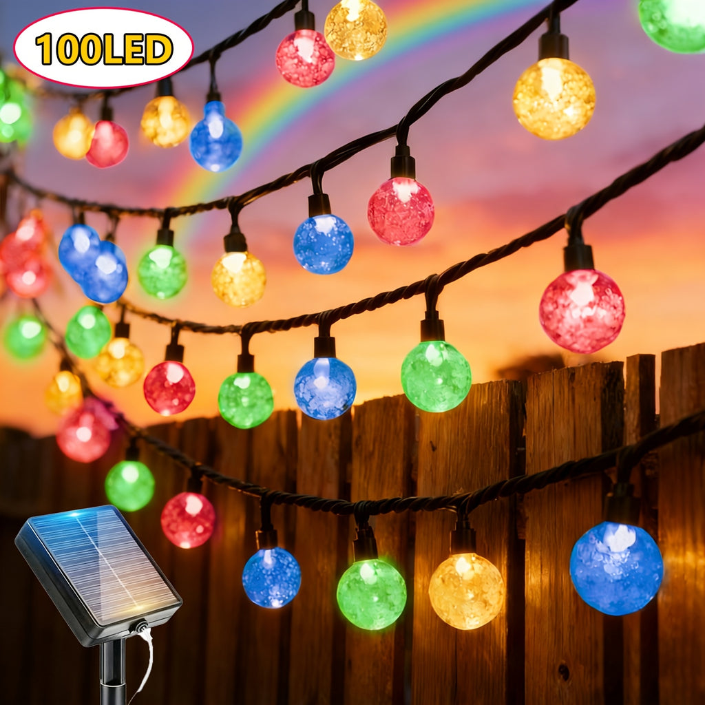 100/50/20 LED Outdoor Solar String Lights, 8 Modes Fairy String Lights, Light Sensor On/Off, Approximately 85 Lumens, IP68 Waterproof, Decorative Lighting for Festivals, Suitable for Weddings, Parties, Yards, Gardens, Camping, Cafés and Balls