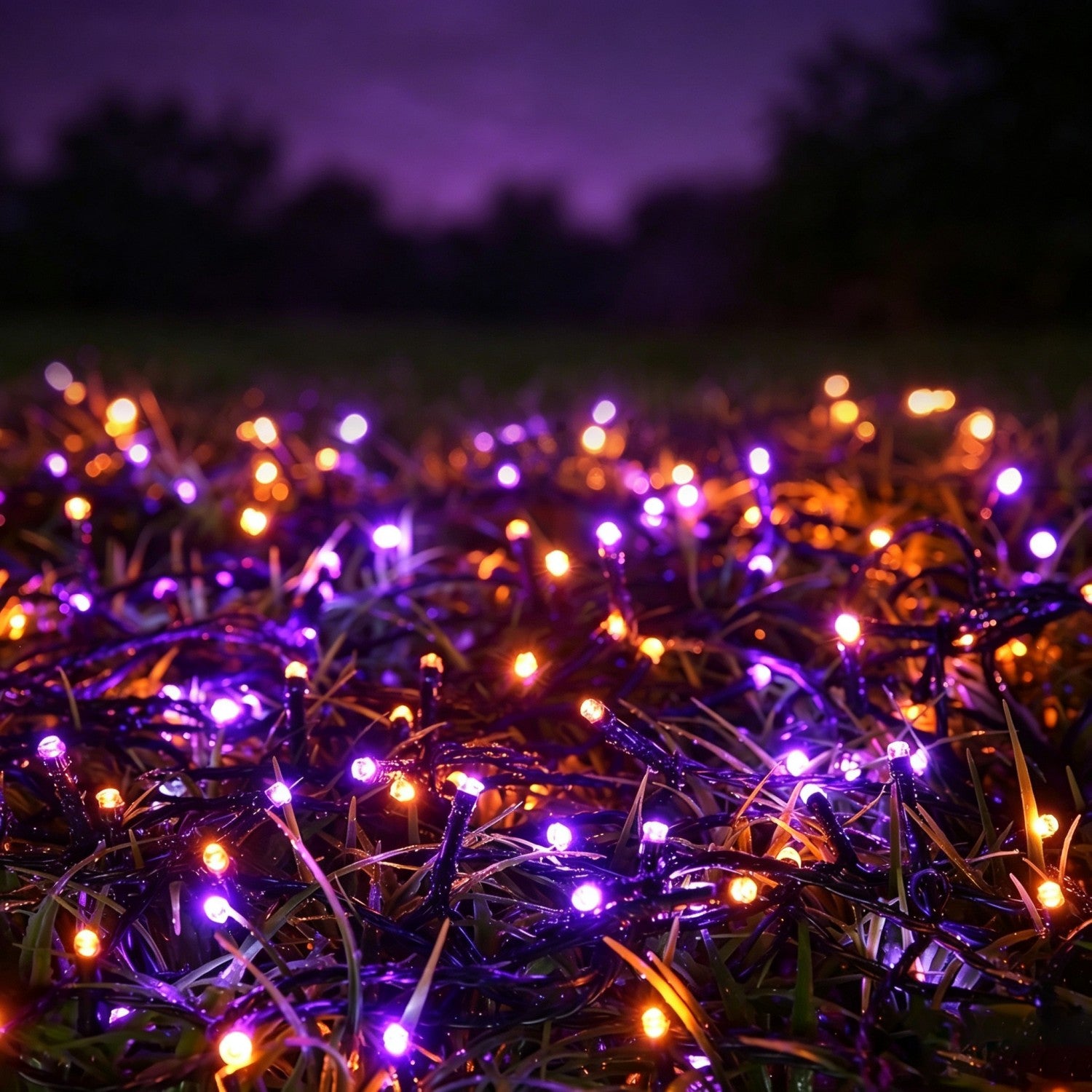 2 packs of Halloween decorative lights, outdoor decorations, 100 LED Halloween plug-in string lights, 39FT long, IP44 splash-proof, suitable for yard, garden, and lawn decoration, with 8 flashing modes for a spooky party atmosphere
