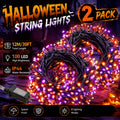 2 packs of Halloween decorative lights, outdoor decorations, 100 LED Halloween plug-in string lights, 39FT long, IP44 splash-proof, suitable for yard, garden, and lawn decoration, with 8 flashing modes for a spooky party atmosphere