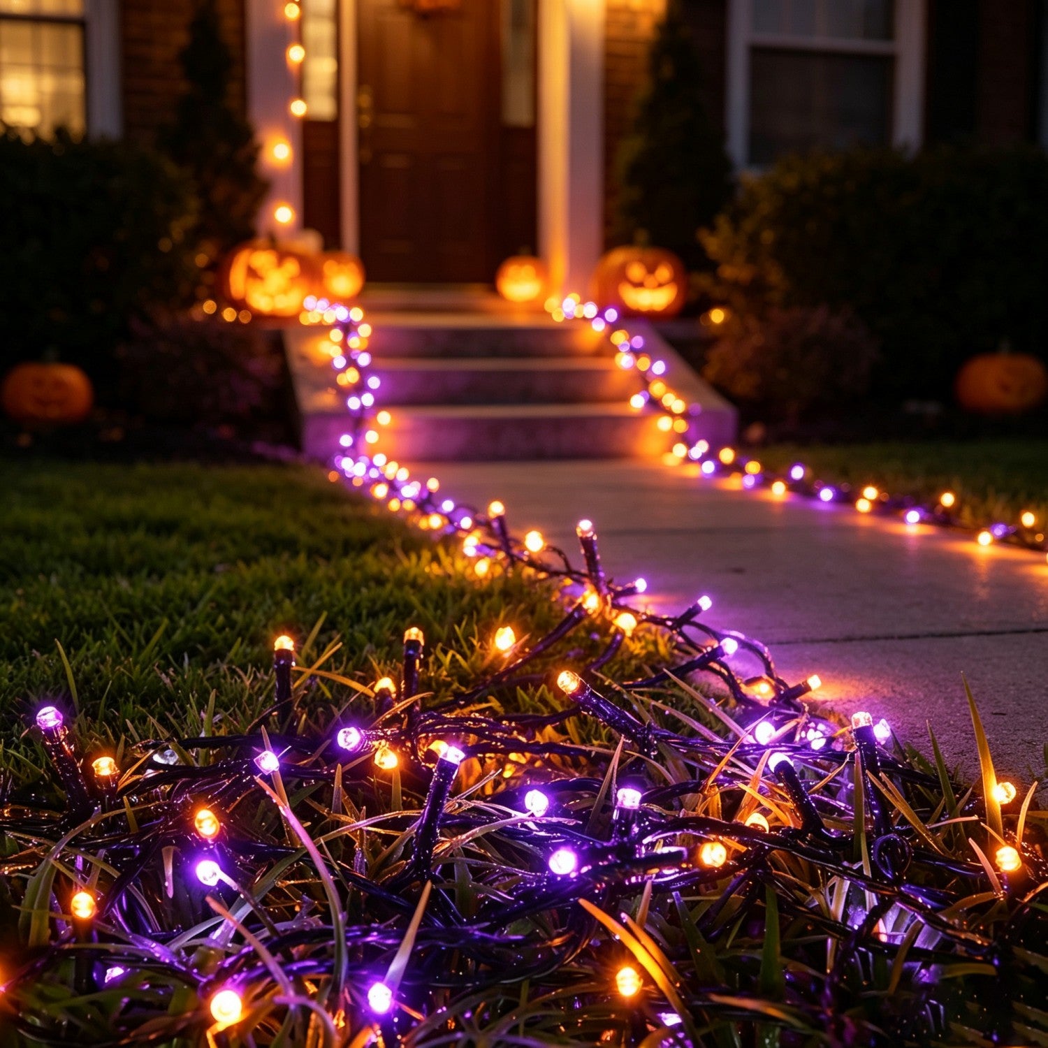 2 packs of Halloween decorative lights, outdoor decorations, 100 LED Halloween plug-in string lights, 39FT long, IP44 splash-proof, suitable for yard, garden, and lawn decoration, with 8 flashing modes for a spooky party atmosphere