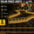 8-piece solar outdoor lights, decorative simulated garden fences that can be spliced together. IP65 splash-proof for outdoor use, featuring 12 flashing modes and a 3600mAh battery. An ideal choice for Christmas, Independence Day,